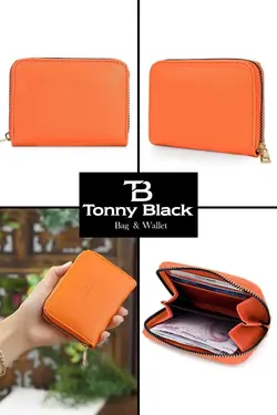 کیف پول جا کارتی کوچک قسمته سکه مدل نارنجی زیپدار زنانه اصل برند Tonny Black کد 1684043466