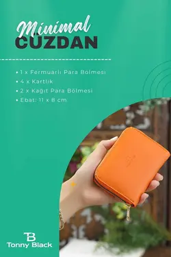 کیف پول جا کارتی کوچک قسمته سکه مدل نارنجی زیپدار زنانه اصل برند Tonny Black کد 1684043466