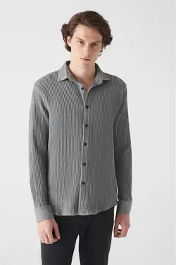 پیراهن متناسب پارچه طوسی برند Avva کد 1684043015