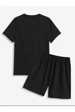 ست شلوارک تیشرت گشاد ترکیبی مشکی برند Baycombine35 کد 1683986637