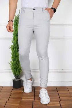 برش ساده پارچه لایکرا کشی قد مچی رنگ طوسی روشن شلوار مردانه برند İDS COLLECTİON کد 1684251989