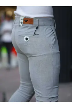 برش ساده پارچه لایکرا کشی قد مچی رنگ طوسی روشن شلوار مردانه برند İDS COLLECTİON کد 1684251974