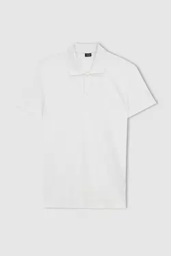 اسلیم فیت آستین کوتاه ساده یقه سه دکمه تیشرت برند Defacto کد 1684244915