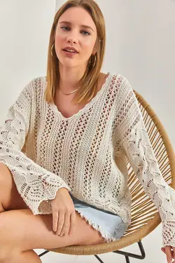 بلوز بافتنی طرح‎دار زنانه برند Bianco Lucci کد 1684513532