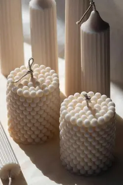 شمع کرم معطر استوانه حباب 3عدد پودر وگان برند Mumy Desing کد 1684774922