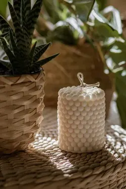 شمع کرم معطر استوانه حباب 3عدد پودر وگان برند Mumy Desing کد 1684774922