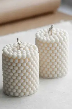 شمع کرم معطر استوانه حباب 3عدد پودر وگان برند Mumy Desing کد 1684774922