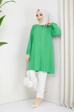 تونیک برش دار لیزر سایز بزرگ سبز برند İmajButik کد 1684842304