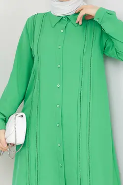 تونیک برش دار لیزر سایز بزرگ سبز برند İmajButik کد 1684842304