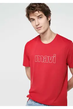 برش اسلیم فیت آرم چاپی قرمز قالب تنگ / تیشرت برند Mavi کد 1685281162