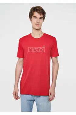 برش اسلیم فیت آرم چاپی قرمز قالب تنگ / تیشرت برند Mavi کد 1685281162