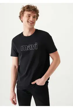 برش اسلیم فیت آرم چاپی قالب تنگ / تیشرت مشکی برند Mavi کد 1685281142