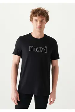 برش اسلیم فیت آرم چاپی قالب تنگ / تیشرت مشکی برند Mavi کد 1685281142