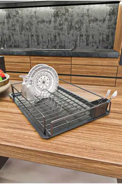 سینی آبچکان جا بشقابی کارد و چنگال مات تک طبقه مشکی برند SUNTEL BANYO MUTFAK AKSESUARLARI کد 1685358496