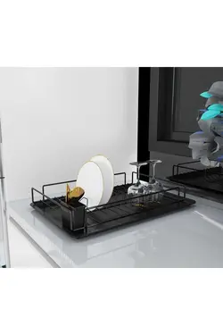 سینی آبچکان جا بشقابی کارد و چنگال مات تک طبقه مشکی برند SUNTEL BANYO MUTFAK AKSESUARLARI کد 1685358496