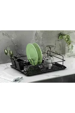 جا بشقابی سبد آبچکان پلاستیکی ترمو ضد زنگ تک طبقه روکش مشکی برند Sas Haus کد 1685358151