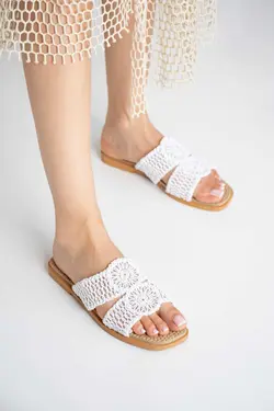 دمپایی بافتنی ست سفید زنانه برند star shoes کد 1685541415