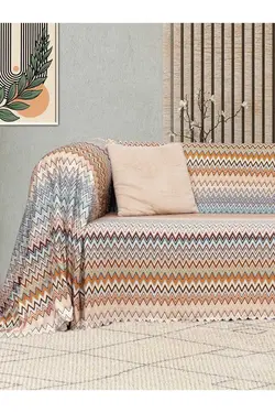 پتو کاناپه رو مبلی طرح‎دار زیگ زاگ چند رنگ شال، برند Latuda Concept کد 1685708938