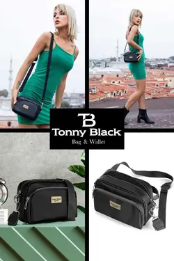 کیف دوشی دو قابل تنظیم ضربدری چشمه‎دار ضد آب بند‎دار ۰ زنانه اصل برند Tonny Black کد 1685870525