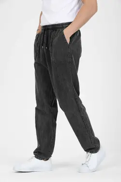 کمر کشی جیب دار پارچه به صورت کتان سند بادی تابستانی رنگی خاکستری آنتراسیت شلوار خام برند LECH STORE کد 1685819434