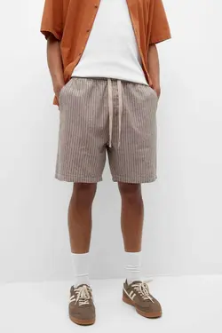 کتان برمودا راه‎راه مردانه برند Pull &amp; Bear کد 1685818669