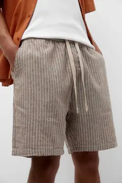 کتان برمودا راه‎راه مردانه برند Pull &amp; Bear کد 1685818669