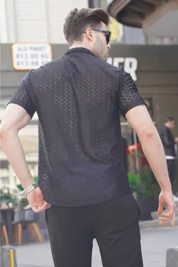 پیراهن طرح‎دار آستین کوتاه مشکی برند Madmext کد 1685810051