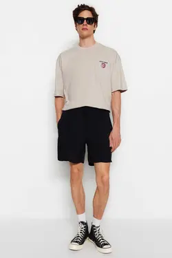 شلوارک راحت کمر کشی متناسب مردانه مشکی برند TRENDYOL MAN کد 1686045912