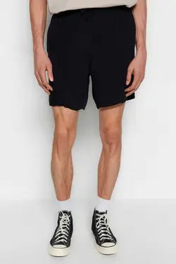 شلوارک راحت کمر کشی متناسب مردانه مشکی برند TRENDYOL MAN کد 1686045912