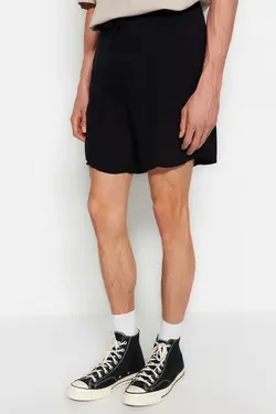 شلوارک راحت کمر کشی متناسب مردانه مشکی برند TRENDYOL MAN کد 1686045912