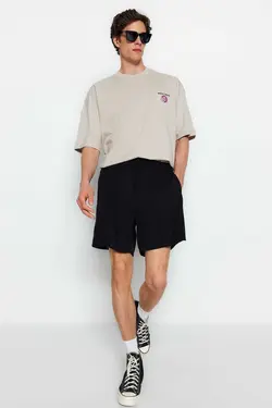 شلوارک راحت کمر کشی متناسب مردانه مشکی برند TRENDYOL MAN کد 1686045912