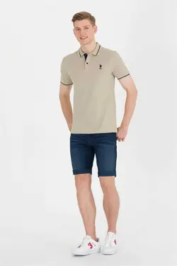 تیشرت ساده یقه سه دکمه یشمی مردانه برند U.S. Polo Assn. کد 1686478641