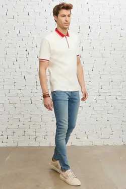 شلوار جین اضافی برش اسلیم فیت کشی پنبه ای آبی نفتی خطر قالب تنگ مردانه برند AC&amp;Co / Altınyıldız Classics کد 1686469630