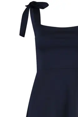 پیراهن بافتنی کرپ یقه مربع طرح‎دار سرمه ای a-line برند TRENDYOLMİLLA کد 1686489449