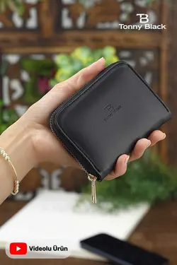 کیف پول جا کارتی کوچک قسمته سکه مدل مشکی زیپدار زنانه اصل برند Tonny Black کد 1686747369