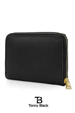کیف پول جا کارتی کوچک قسمته سکه مدل مشکی زیپدار زنانه اصل برند Tonny Black کد 1686747369