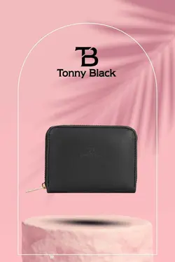 کیف پول جا کارتی کوچک قسمته سکه مدل مشکی زیپدار زنانه اصل برند Tonny Black کد 1686747369