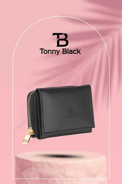 کیف پول جا کارتی کاغذی قسمته سکه چند چشمه‎دار زیپدار &amp; چرم زنانه اصل برند Tonny Black کد 1686744075