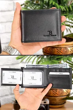 ست ادکلن کیف پول کمربند دار جعبه‎دار هدیه ویژه جا کارتی روز پدر مردانه اصل برند Tonny Black کد 1686744063