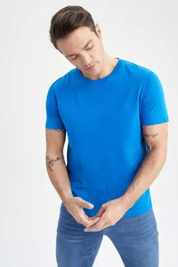 متناسب آستین کوتاه ساده یقه گرد تیشرت 100پنبه برند Defacto کد 1686722694