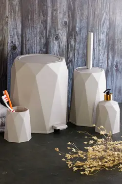 ظرف صابون فرچه دستشویی سطل زباله ست سرویس بهداشتی 4تکه دندان برند okacih کد 1686825243