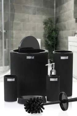 ست سرویس بهداشتی گرد راه‎راه مشکی برند Okyanus Home کد 1686825135