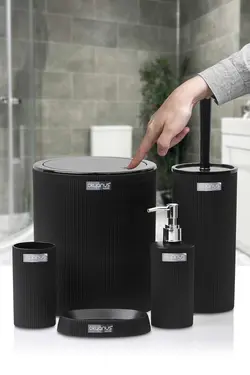 ست سرویس بهداشتی گرد راه‎راه مشکی برند Okyanus Home کد 1686825135