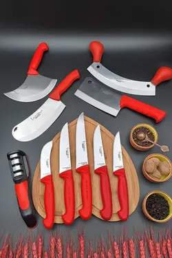 جهیزیه دستگاه چاقو سبزی ست پیاز آشپزخانه 10تکه پیتزا خط برند LAZBİSA کد 1686821213