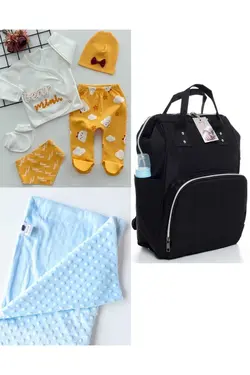 پتو کیف کوله پشتی مراقبت ست کودک نخود 100پنبه برند DERİNBEBE کد 1686914489