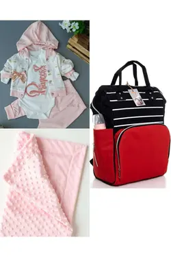 پتو کیف کوله پشتی مراقبت ست کودک نخود 100پنبه برند DERİNBEBE کد 1686914484