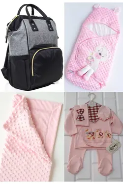 کوله پشتی مراقبت تولد ست بزرگ 4تکه خروج) پتو، بیمارستان قنداق کردن نخود 100پنبه (عزیزم برند Necix's کد 1686914429