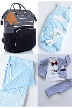 کوله پشتی مراقبت تولد ست بزرگ 4تکه خروج) پتو، بیمارستان قنداق کردن نخود 100پنبه (عزیزم برند Necix's کد 1686914417