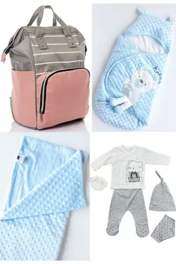 کوله پشتی مراقبت تولد ست بزرگ 4تکه خروج) پتو، بیمارستان قنداق کردن نخود 100پنبه (عزیزم برند Necix's کد 1687005304