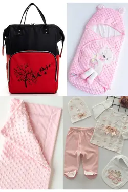 کوله پشتی مراقبت تولد ست بزرگ 4تکه خروج) پتو، بیمارستان قنداق کردن نخود 100پنبه (عزیزم برند Necix's کد 1687005064